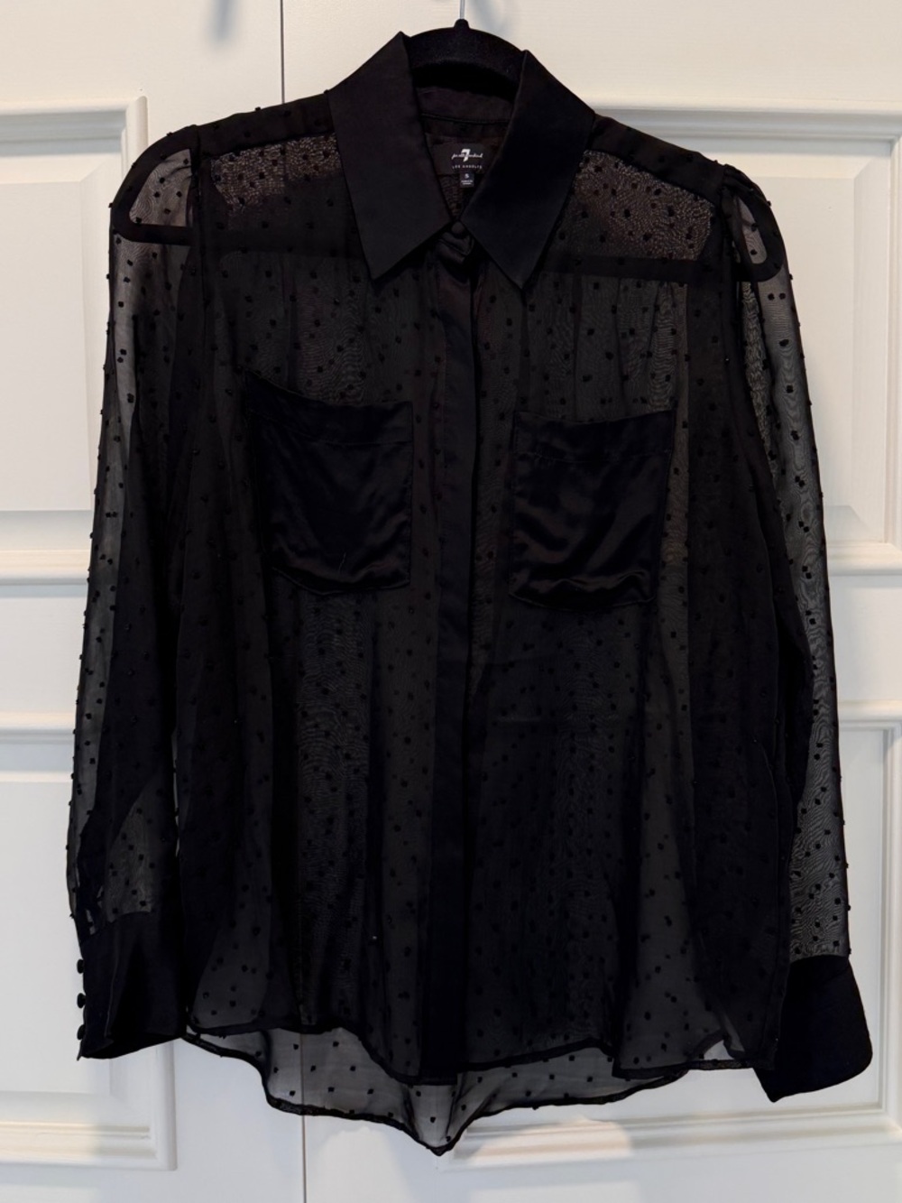 7 For All Mankind Sheer Black Blouse